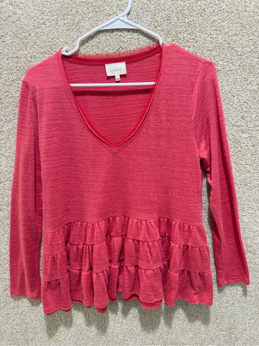 Anthropologie deletta baby doll top long sleeve marled ruffles feminine boho S